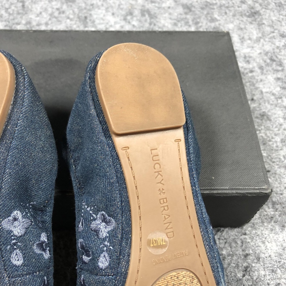 Lucky Brand Shoes Womens Size 7 Blue Denim Floral Slip On Ballet Flats LP-ECHO2 - Picture 14 of 16